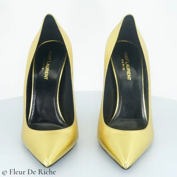 Saint Laurent Opyum 110 Gold Leather Heels - Picture 3 of 5